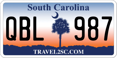 SC license plate QBL987