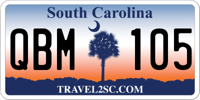 SC license plate QBM105