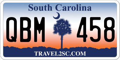 SC license plate QBM458