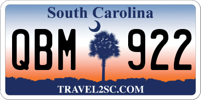 SC license plate QBM922