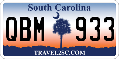SC license plate QBM933
