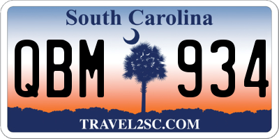 SC license plate QBM934