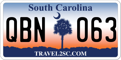 SC license plate QBN063