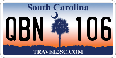 SC license plate QBN106