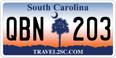 SC license plate QBN203