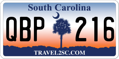 SC license plate QBP216