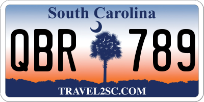 SC license plate QBR789