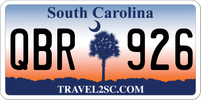 SC license plate QBR926