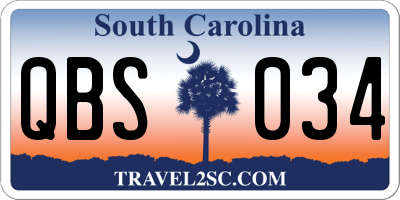 SC license plate QBS034