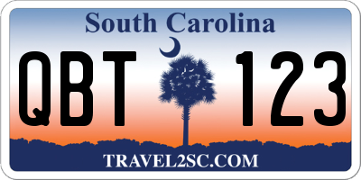 SC license plate QBT123