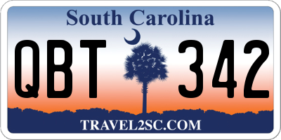 SC license plate QBT342