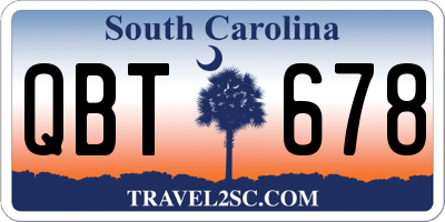 SC license plate QBT678