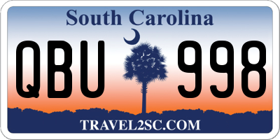 SC license plate QBU998