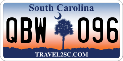 SC license plate QBW096