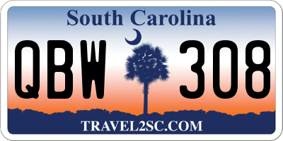 SC license plate QBW308
