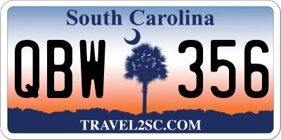 SC license plate QBW356