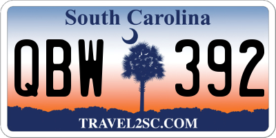 SC license plate QBW392