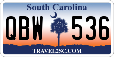 SC license plate QBW536