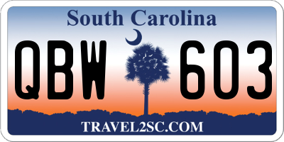 SC license plate QBW603