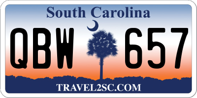 SC license plate QBW657