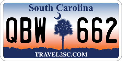 SC license plate QBW662