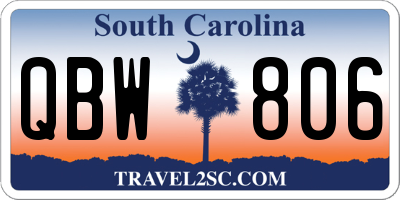 SC license plate QBW806