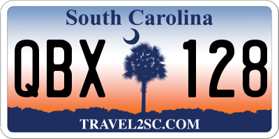 SC license plate QBX128
