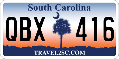 SC license plate QBX416