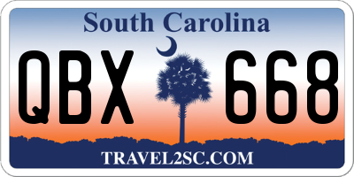 SC license plate QBX668