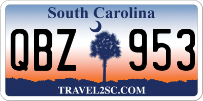 SC license plate QBZ953