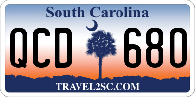 SC license plate QCD680