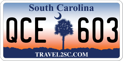 SC license plate QCE603