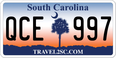 SC license plate QCE997