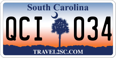 SC license plate QCI034