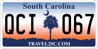 SC license plate QCI067