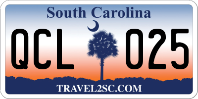 SC license plate QCL025