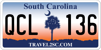 SC license plate QCL136