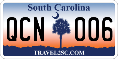 SC license plate QCN006