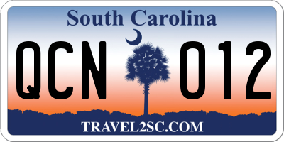 SC license plate QCN012