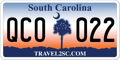 SC license plate QCO022