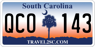 SC license plate QCO143