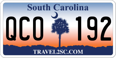 SC license plate QCO192