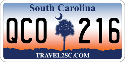 SC license plate QCO216