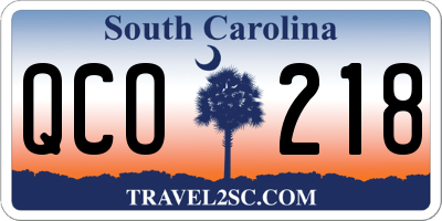 SC license plate QCO218