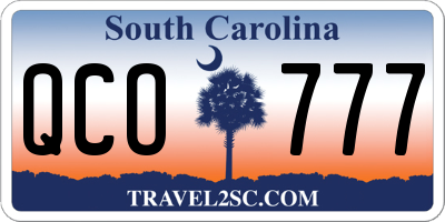 SC license plate QCO777