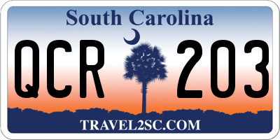 SC license plate QCR203