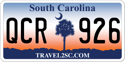 SC license plate QCR926