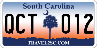 SC license plate QCT012