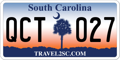 SC license plate QCT027