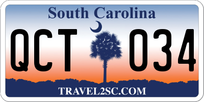 SC license plate QCT034